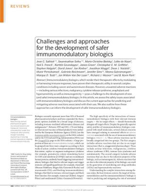 Challenges and Approaches for the Development of Safer Immunomodulatory Biologics