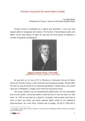 Thomas Young and the Wave Theory of Light