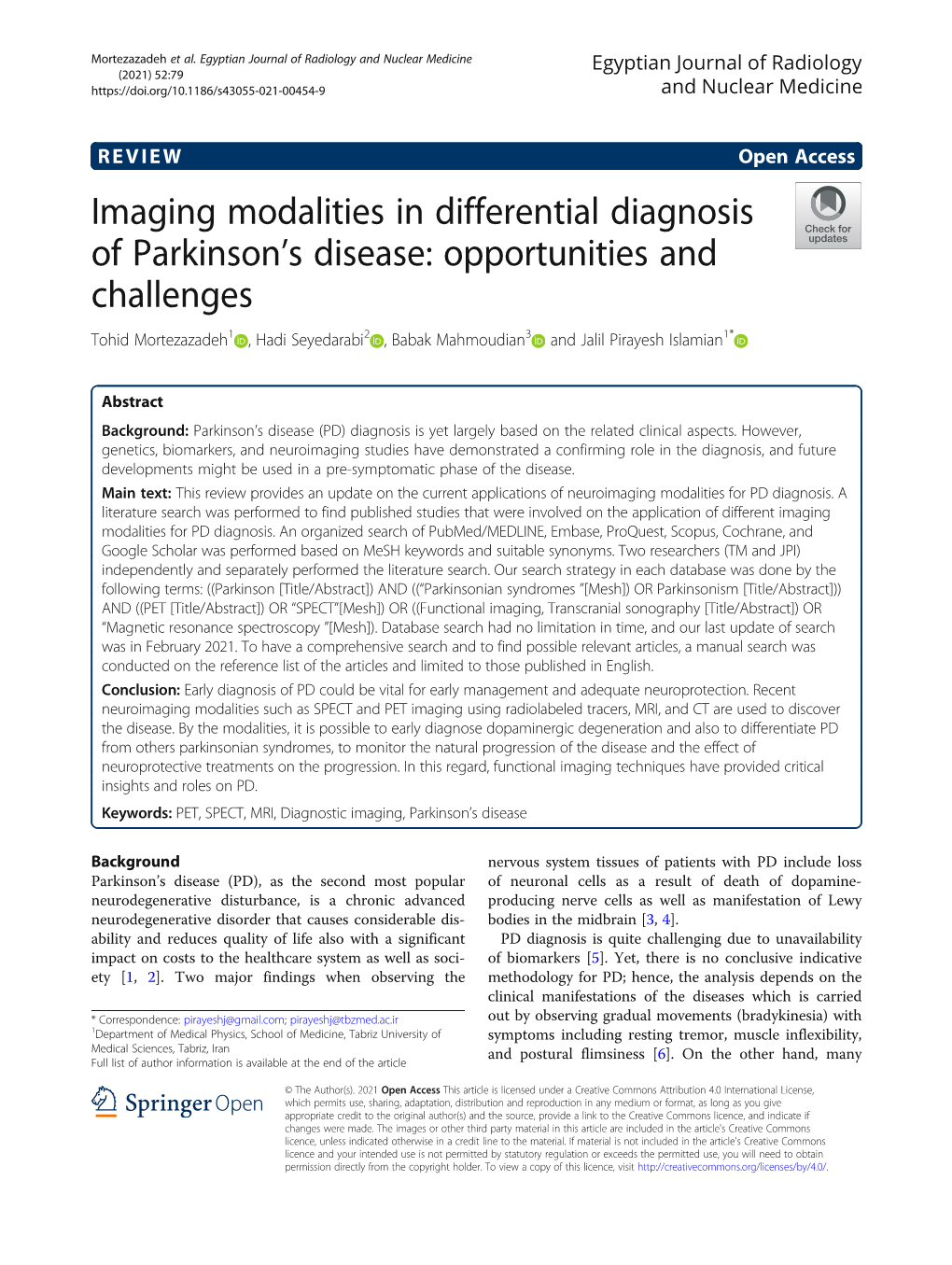 Imaging Modalities in Differential Diagnosis of Parkinson's Disease: Opportunities and Challenges