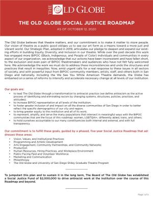 The Old Globe Social Justice Roadmap As of October 12, 2020