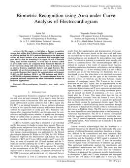 Biometric Recognition Using Area Under Curve Analysis of Electrocardiogram