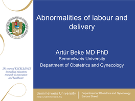 Abnormalities of Labor and Delivery