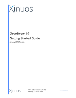 Openserver 10 Getting Started Guide January 2016 Release
