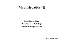 Viral Hepatitis (I)