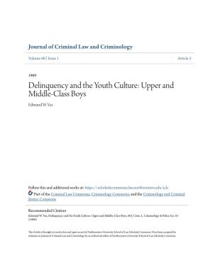 Delinquency and the Youth Culture: Upper and Middle-Class Boys Edmund W