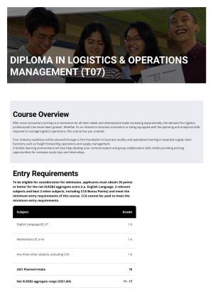 Diploma in Logistics & Operations Management (T07)
