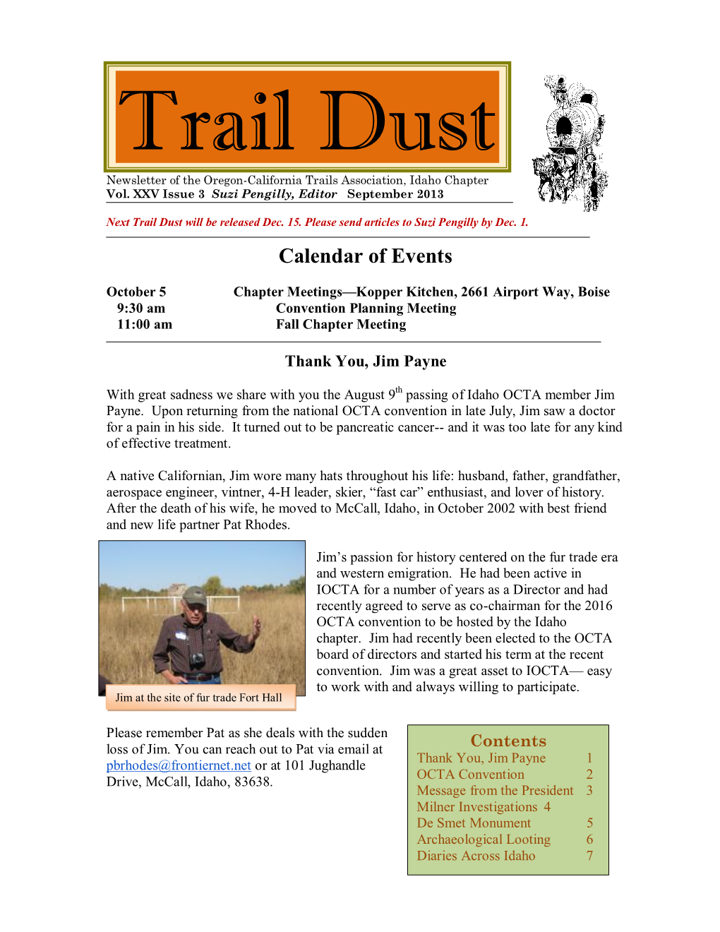 Newsletter of the Oregon-California Trails Association, Idaho Chapter Vol