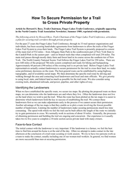 How to Secure Permission for a Trail to Cross Private Property