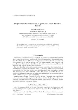 Polynomial Factorization Algorithms Over Number Fields