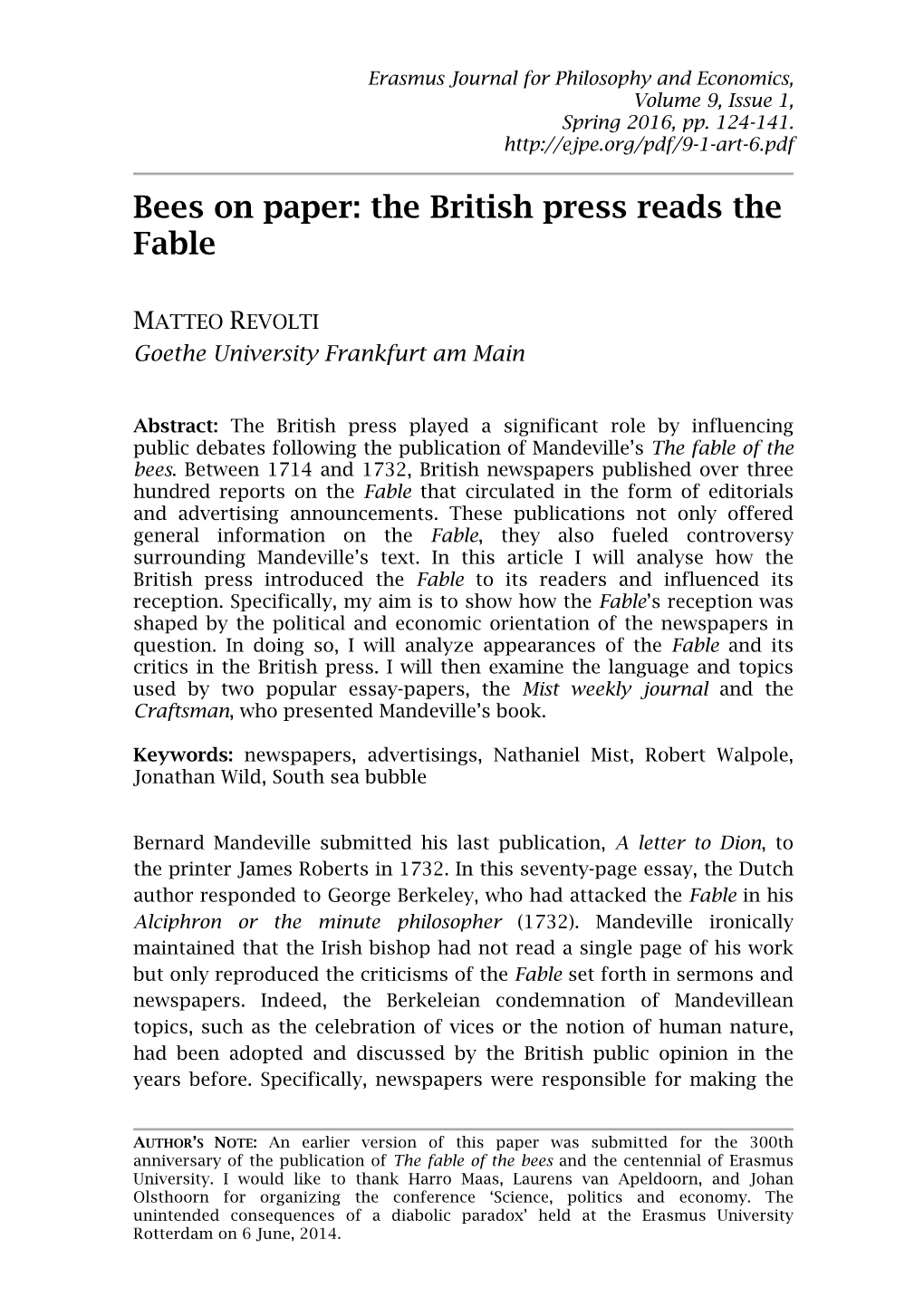 Bees on Paper: the British Press Reads the Fable