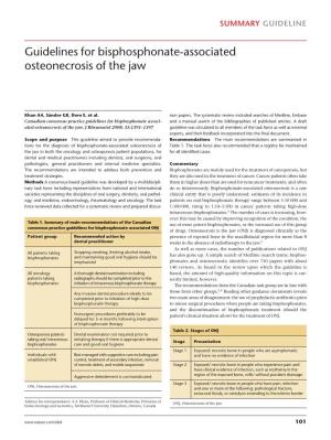 Guidelines for Bisphosphonate-Associated Osteonecrosis of the Jaw