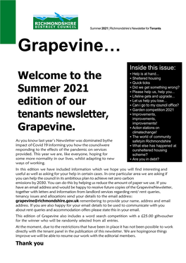 Grapevine Richmondshire's Newsletter for Tenants