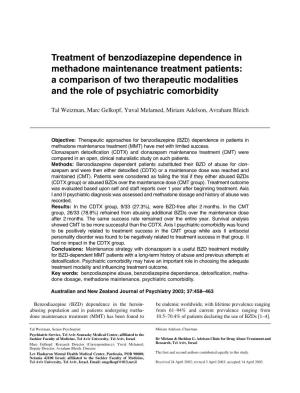 Treatment of Benzodiazepine Dependence in Methadone Maintenance Treatment Patients: a Comparison of Two Therapeutic Modalities and the Role of Psychiatric Comorbidity