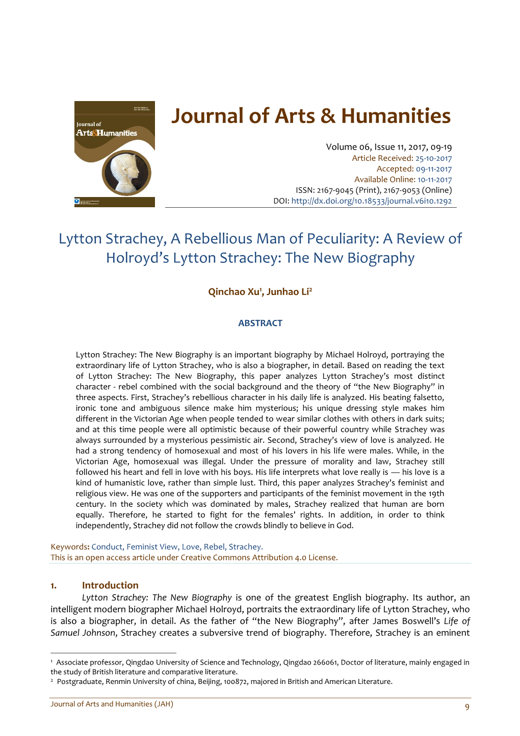 Journal of Arts & Humanities