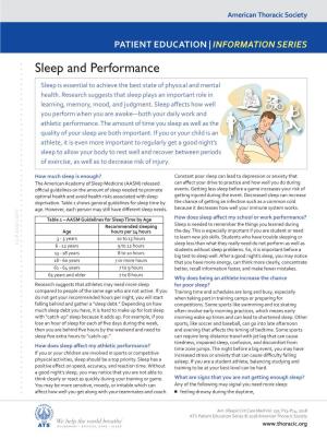 Sleep and Performance