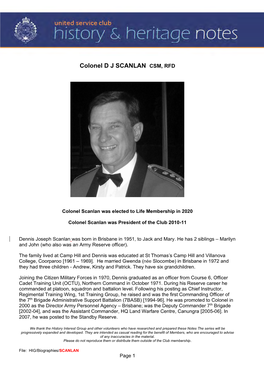 Colonel D.J. SCANLAN CSM, RFD