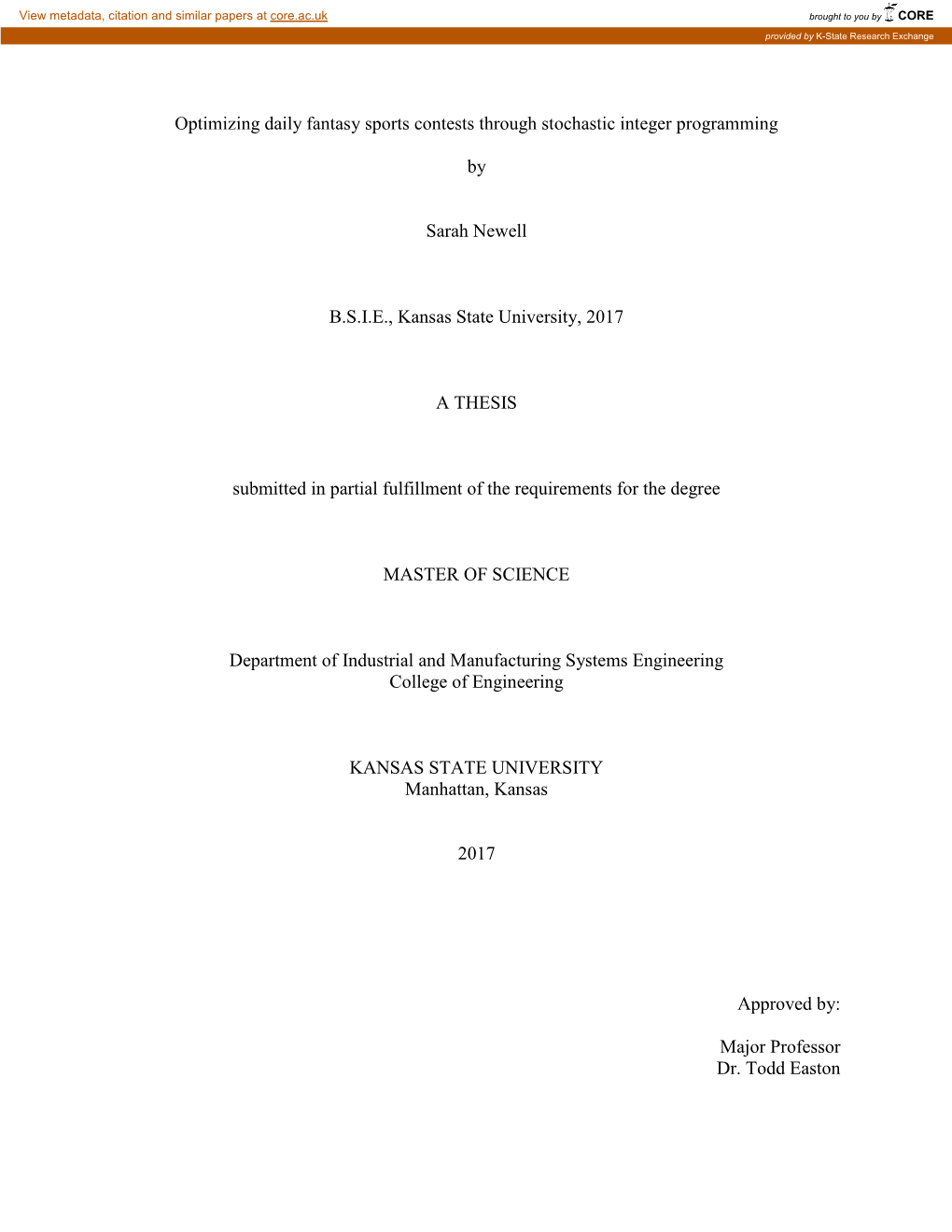 Optimizing Daily Fantasy Sports Contests Through Stochastic Integer Programming