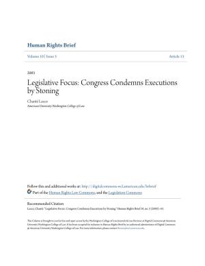 Congress Condemns Executions by Stoning Chanté Lasco American University Washington College of Law