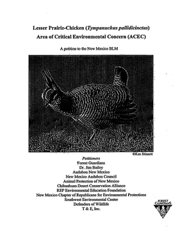 Lesser Prairie-Chicken (Tympanuchus Pallidicinctus) Area of Critical Environmental Concern (ACEC)