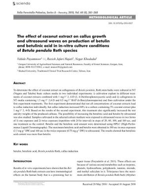 The Effect of Coconut Extract on Callus Growth and Ultrasound Waves On
