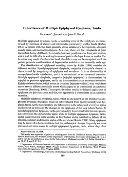 Inheritance of Multiple Epiphyseal Dysplasia, Tarda