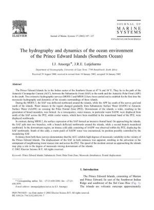 The Hydrography and Dynamics of the Ocean Environment of the Prince Edward Islands (Southern Ocean)
