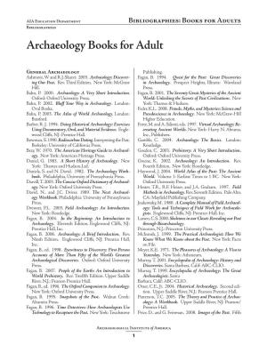 Archaeology Books for Adult