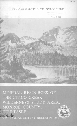 Mineral Resources of the Citico Creek Wilderness Study Area, Monroe County, / " ~ "Nessee 1 Ical Survey Bulletin 1552