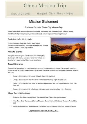China Mission Trip Flyer