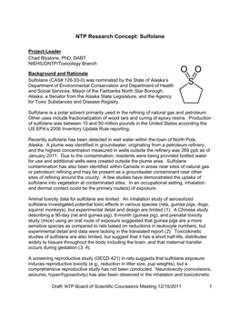 NTP Research Concept: Sulfolane