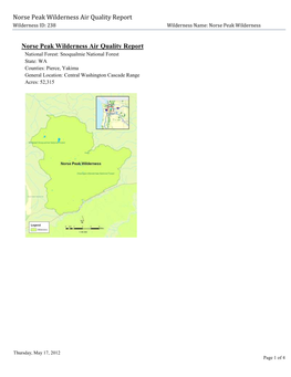 Norse Peak Wilderness Air Quality Report, 2012