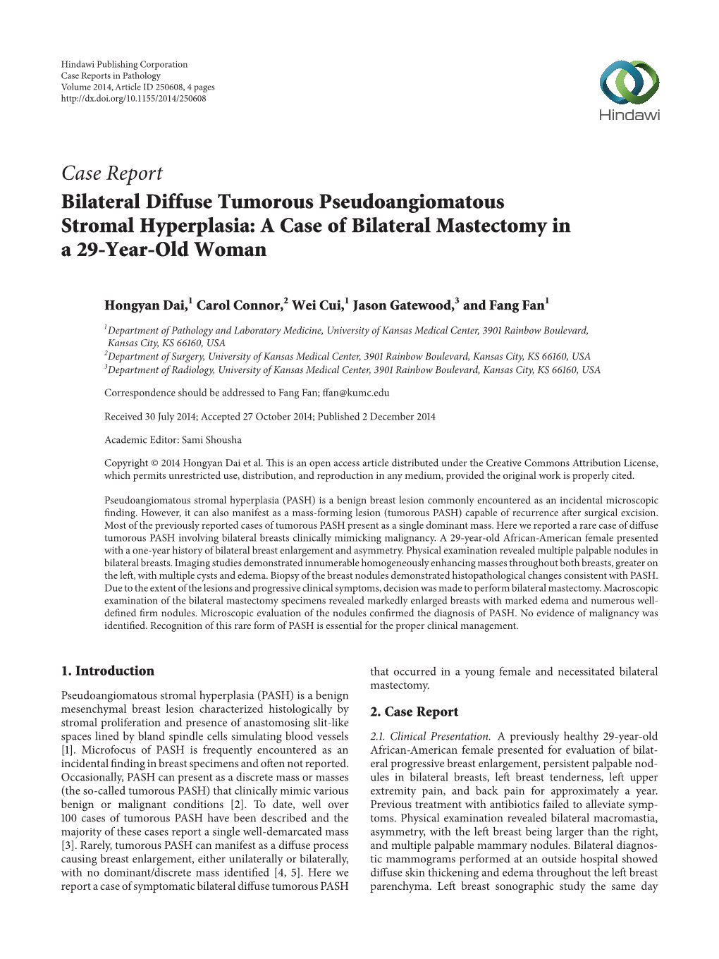 Bilateral Diffuse Tumorous Pseudoangiomatous Stromal Hyperplasia: a Case of Bilateral Mastectomy in a 29-Year-Old Woman