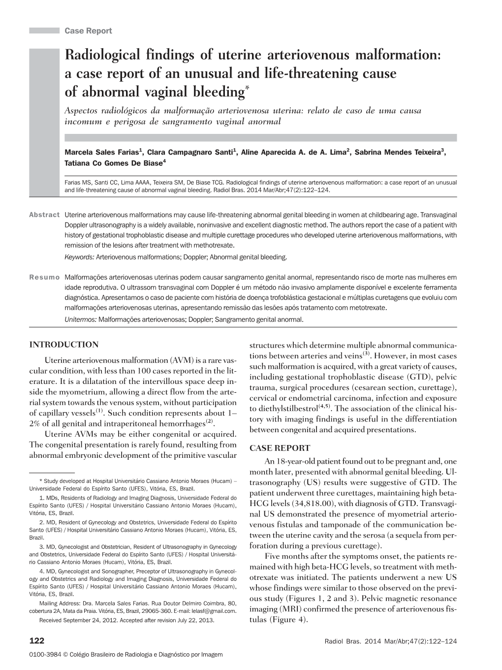 Radiological Findings of Uterine Arteriovenous Malformation