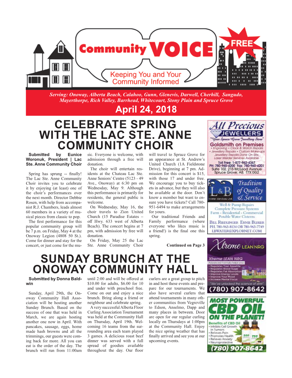 Sunday Brunch at the Onoway Community Hall Celebrate Spring
