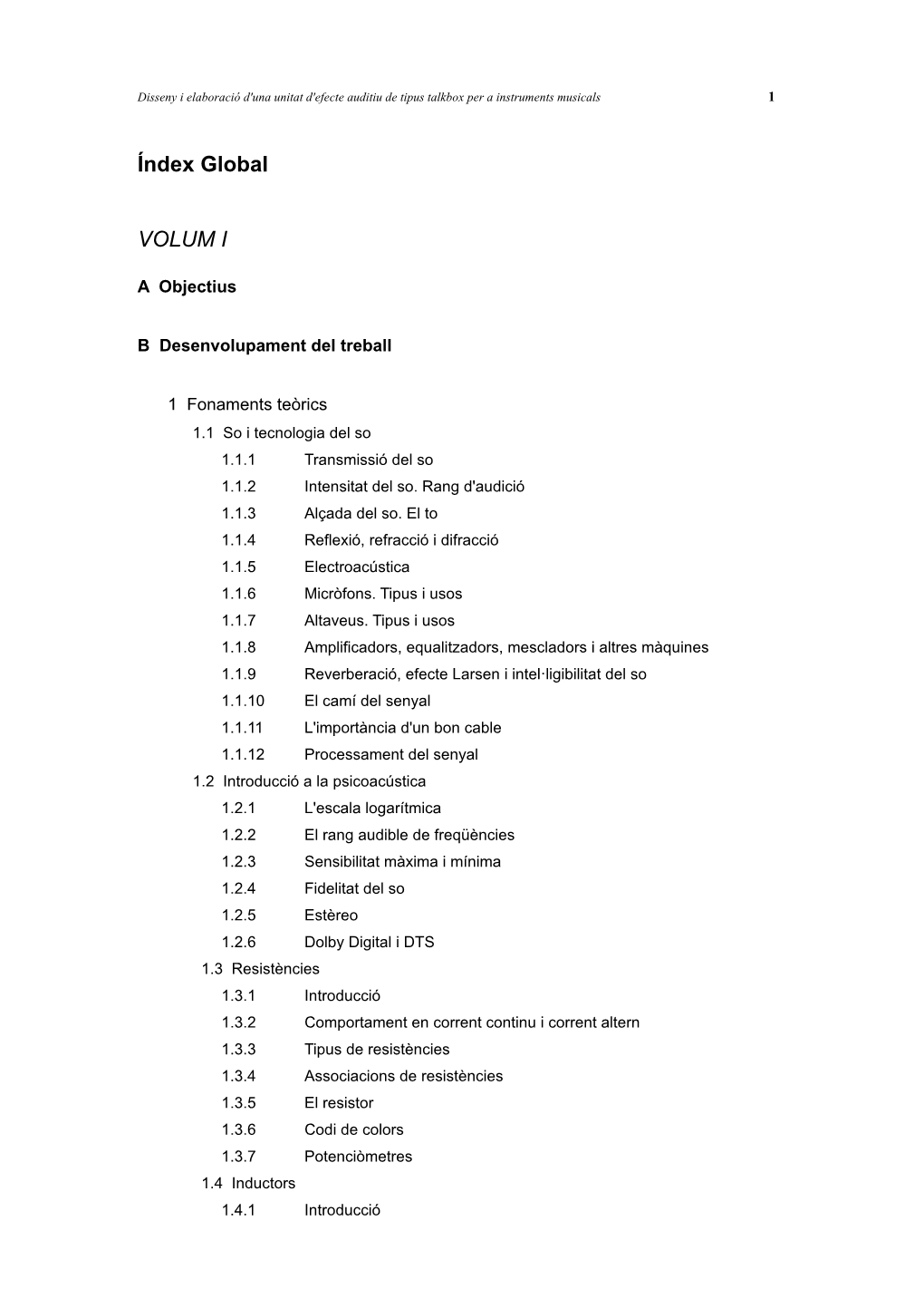 Índex Global VOLUM I