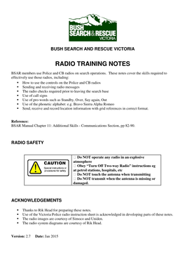 Radio Training Notes