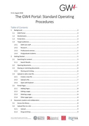 The GW4 Portal: Standard Operating Procedures Table of Contents 1 Background