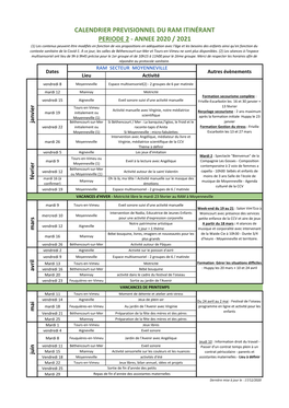 Calendrier Previsionnel Du Ram Itinérant Periode 2