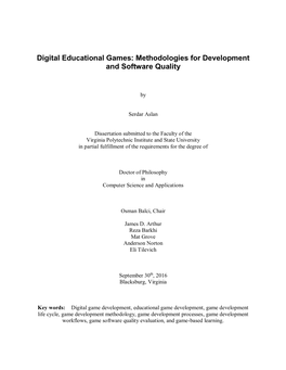 Digital Educational Game Development Methodology) and IDEALLY (Digital Educational Game Software Quality Evaluation Methodology)