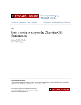The Charmian Clift Phenomenon Graham Rochford Tucker University of Wollongong