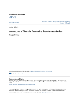 An Analysis of Financial Accounting Through Case Studies