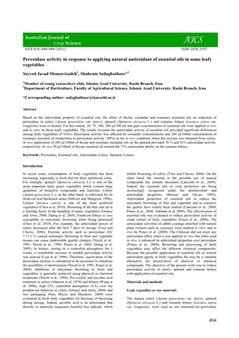 494 Peroxidase Activity in Response to Applying Natural Antioxidant Of