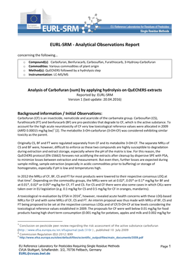 EURL-SRM - Analytical Observations Report Concerning the Following…