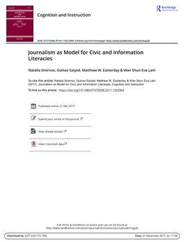 Journalism As Model for Civic and Information Literacies