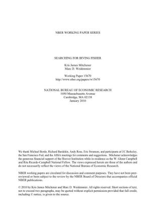 Nber Working Paper Series Searching for Irving Fisher