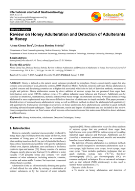 Review on Honey Adulteration and Detection of Adulterants in Honey