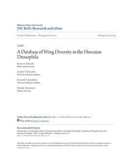 A Database of Wing Diversity in the Hawaiian Drosophila Kevin A