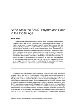 {Who Stole the Soul?} Rhythm and Race in the Digital
