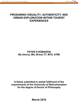 Prosuming Visuality, Authenticity and Urban Exploration Within Tourist Experiences