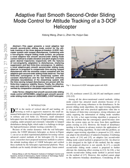 Adaptive Fast Smooth Second-Order Sliding Mode Control for Attitude Tracking of a 3-DOF Helicopter